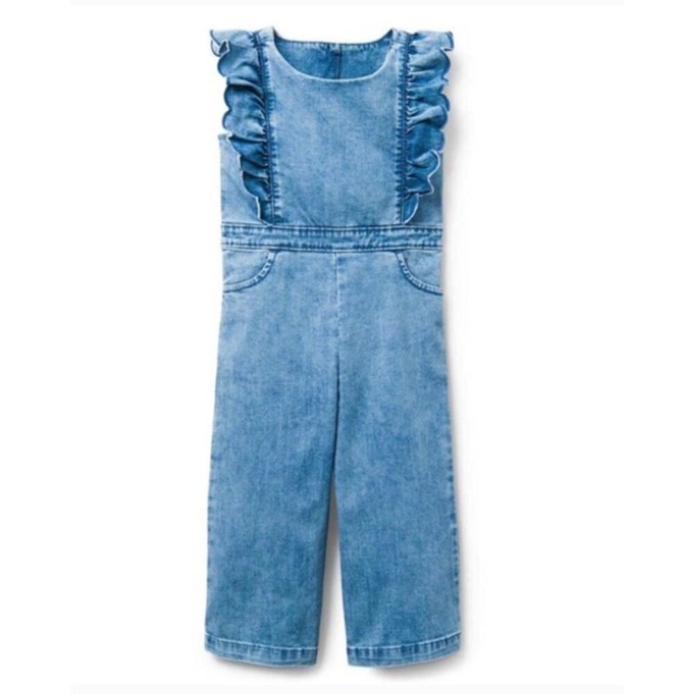 Janie and Jack Denim Ruffle Jumpsuit in BLUE (6)